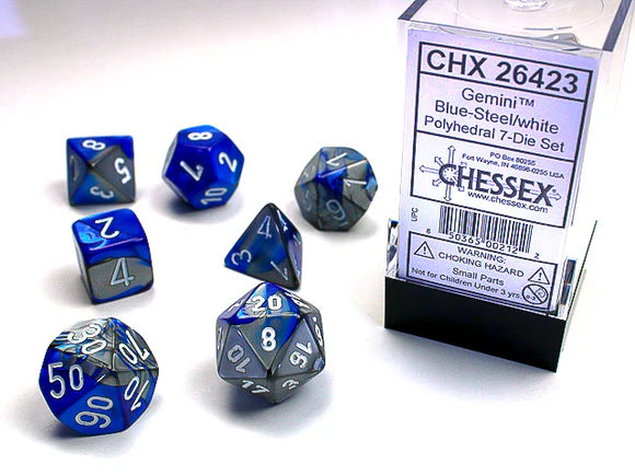 Chessex: Gemini Blue/Steel 7-Die Set