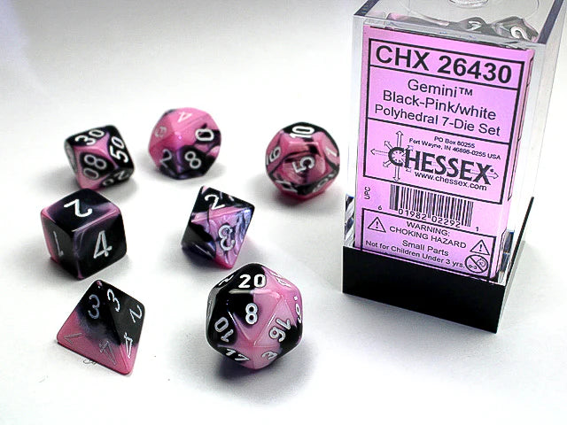 Chessex: Gemini Black-Pink/White 7-Die Set