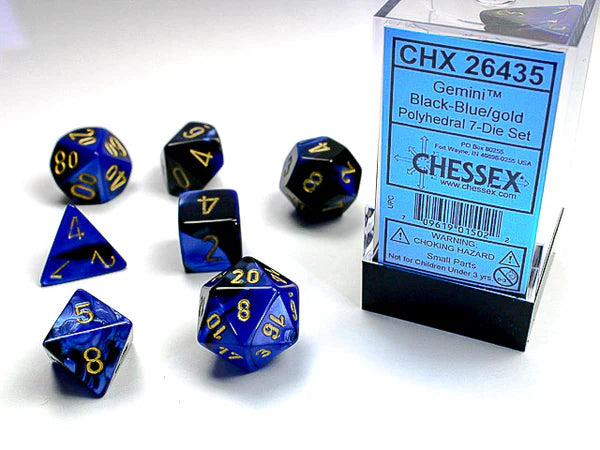 Chessex: Gemini Black-Blue/Gold 7-Die Set