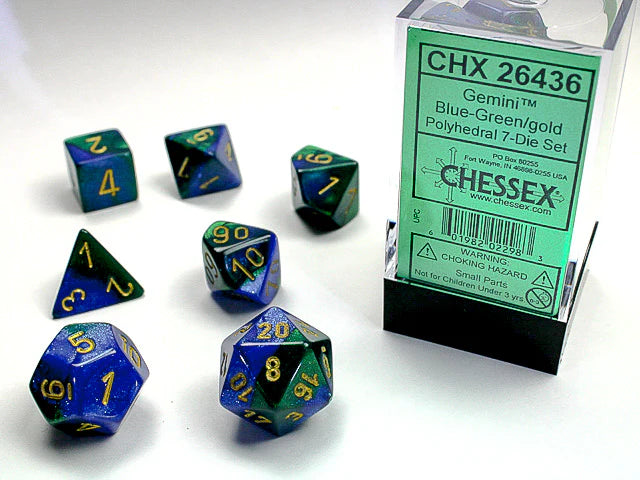 Chessex: Gemini Blue-Green/Gold 7-Die Set