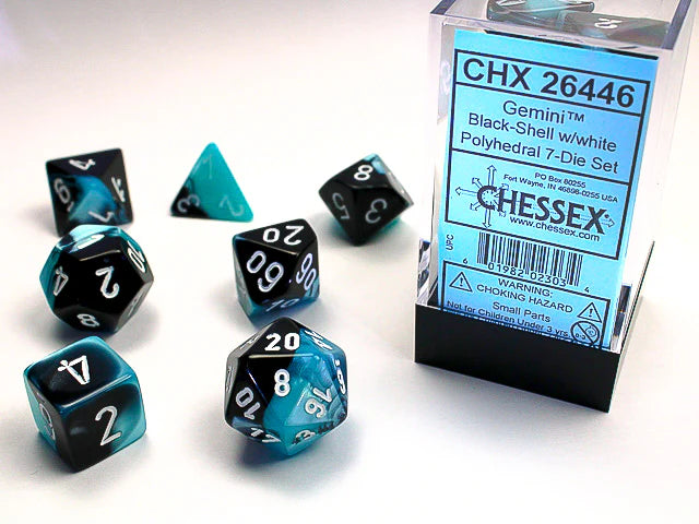 Chessex: Gemini Black-Shell/White 7-Die Set