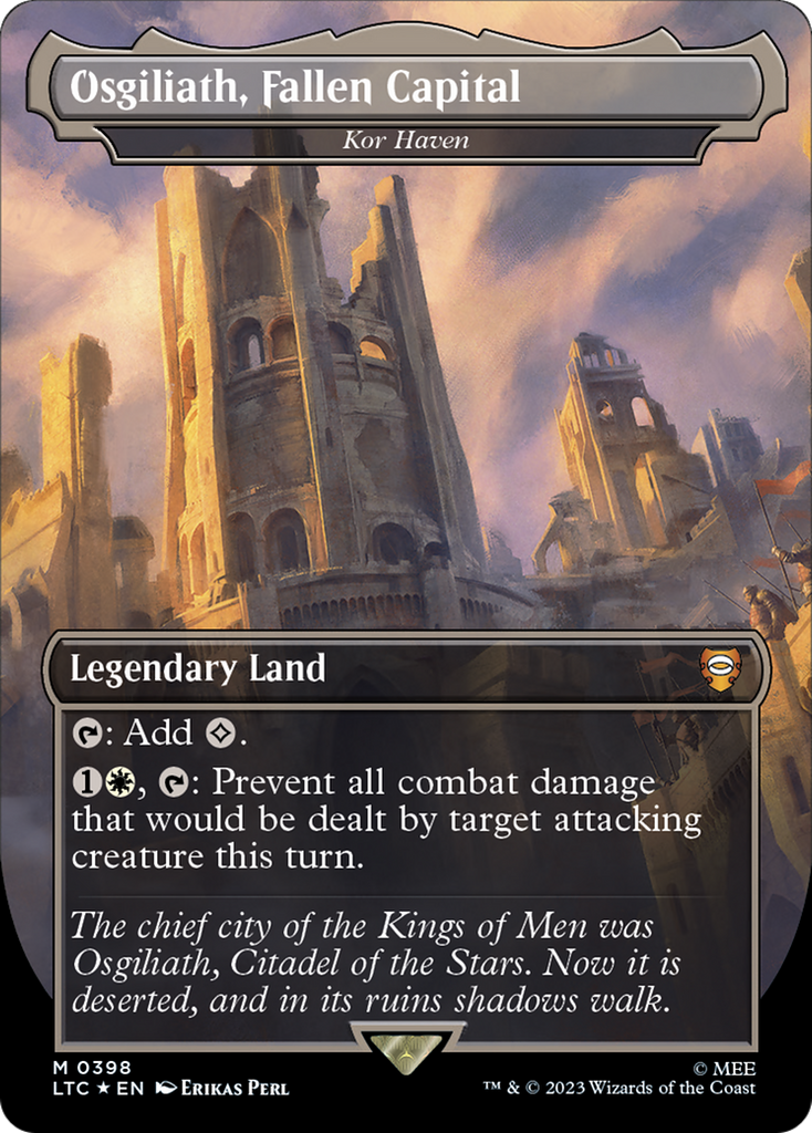 Osgiliath, Fallen Capital - Kor Haven (Borderless) (Surge Foil Realms and Relics) [The Lord of the Rings: Tales of Middle-Earth Commander]