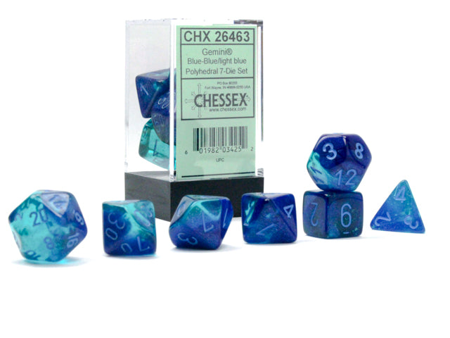 Chessex: Gemini Blue-Blue/Light Blue 7 Die Set