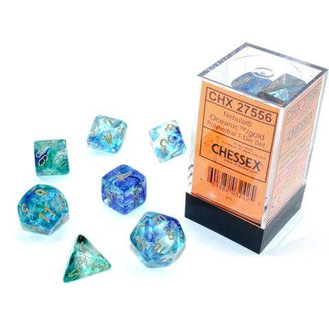 Chessex Nebula Oceanic Gold Luminary 7 Die Set