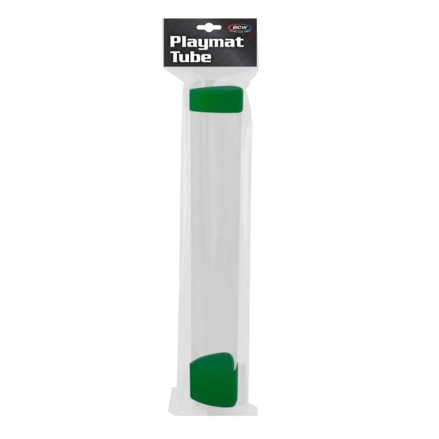 BCW SUPPLIES: CLEAR PLAYMAT TUBE WITH DICE CAP - GREEN