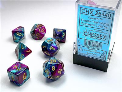 Chessex: Gemini Polyhedral Purple-Teal/gold 7-Die Set