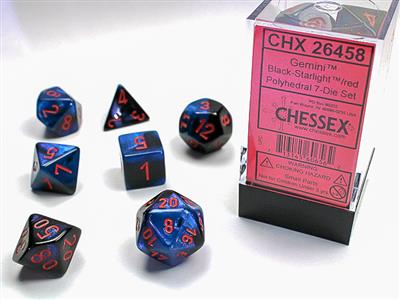 Chessex: Gemini Polyhedral Black-Starlight/red 7-Die Set