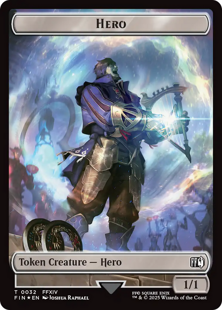 Human Soldier // Hero (0032) Double-Sided Token (Surge Foil) [FINAL FANTASY Commander Tokens]
